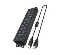 ICY BOX Hub USB 3.2 Gen 1 à 20 Ports avec Adaptateur Secteur 12 V/3 A, boîtier en Aluminium et 2 Ports de Charge USB, modèle IB-HUB1720-U3