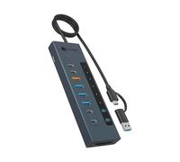 ICY Box Hub USB-C (11 en 1) avec Lecteur de Carte, 2 Ports USB-C et 1 Port USB-A (10 Gbit/s), 3 Ports USB-A (5 Gbit/s), 100 W PD, SD/microSD UHS-I, IB-HUB1742CR-C2PD