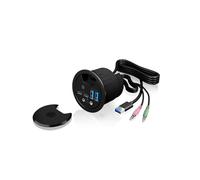 ICY BOX Hub USB de bureau IB-HUB1403B – 60 mm encastrable, 4x USB 3.0 (2xC/2xA), audio, noir