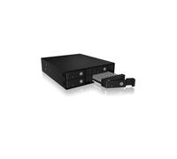 ICY BOX IB-2240SSK Backplane 5.25" pour 4x 2.5" SATA/SAS (jusqu'à 15mm) 6Gbit/s Aluminium Noir avec ventilation 2x40mm et verrouillage