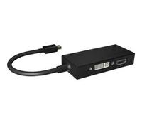 ICY BOX IB-AC1032 Adaptateur 3-en-1 Mini DisplayPort (Plug) pour HDMI (Ultra HD), DVI-D ou VGA (Full HD), Miroir/Expand, Noir