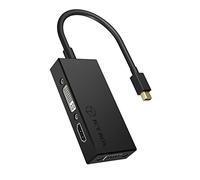 ICY BOX IB-AC1032 Adaptateur 3-en-1 Mini DisplayPort (Plug) pour HDMI (Ultra HD), DVI-D ou VGA (Full HD), Miroir/Expand, Noir