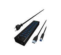 Raidsonic Icy Box Hub USB IB-AC6113 – 13 ports USB 3.0 5 GBit/s, alim. 12V/5A, aluminium, noir