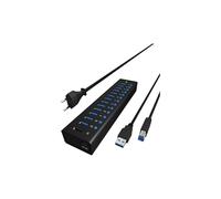 Raidsonic Icy Box Hub USB IB-AC6113 – 13 ports USB 3.0 5 GBit/s, alim. 12V/5A, aluminium, noir