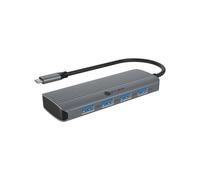 ICY BOX IB-DK4022a-CPD Dock USB 3.2 Gen 1 Type-C Aluminium Argent - 4x USB-A, 1x USB-C, HDMI 4K 60Hz, Power Delivery 100W