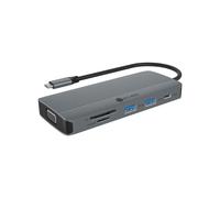 ICY BOX IB-DK4040a-CPD Dock USB 3.2 Gen 1 Type-C, Power Delivery 100W, HDMI 4K 60Hz, VGA, LAN Gigabit, Lecteur Cartes SD/MicroSD, Aluminium Argent