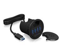 ICY BOX IB-Hub1403 Concentrateur USB de Bureau (60 mm) pour Installation, 4X Ports USB 3.0, Presse-étoupe, Alimentation Disponibl G