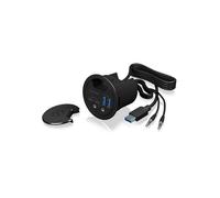 ICY BOX IB-HUB1403B - Concentrateur (hub) - 2 x SuperSpeed USB 3.0 + 2 x USB-C - possibilité de montage encastré