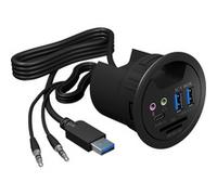 Raidsonic Icy Box Hub de table IB-HUB1404A encastrable 60 mm – 2x USB 3.0, 1x USB-C, SD/MicroSD noir