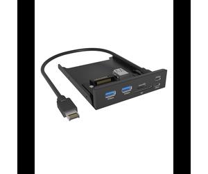 ICY BOX IB-HUB1419-i3 Hub Interne 3.5" USB 3.2 Gen 1, Lecteur Cartes SD/MicroSD, 2x USB-A, 1x USB-C, Métal Noir, Taux Transfert 20 Gbit/s