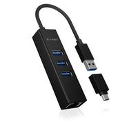 Raidsonic Icy Box Hub USB IB-HUB1419-LAN – LAN Gigabit, USB 3.1 Gen1, noir