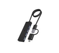 ICY BOX IB-HUB1424-C3 Hub USB 3.2 Gen 1 Type-A + Type-C, 4 Ports Type-A, 5000 Mbit/s, Boîtier Plastique Noir, Câble 0.6m, Windows/macOS