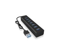 ICY BOX IB-HUB1700-U3 Hub USB 3.2 Gen 1 Type-A 7 Ports Aluminium Noir, Alimentation USB/AC 15W, Compatible Windows/macOS