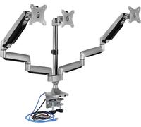 ICY BOX IB-MS505-T x3 Support de table pour écran 25,4 cm (10\ ) - 81,3 cm (32\ ) argent, noir rotatif, réglable en hauteur
