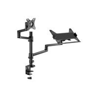 ICY BOX IB-MS622-T Support pour écran jusqu'à 32" et ordinateur portable jusqu'à 17,3" VESA 75 x 75 / 100 x 100, support ergonomique avec gestion des câbles, coussinets en silicone, réglable en