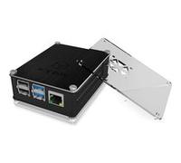 ICY BOX Boîtier Raspberry Pi 4 IB-RP110 – Aluminium et acrylique interchangeable, grille aérée – Noir