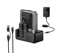 ICY Box Station d'accueil M.2 NVMe et SATA SSD/HDD, USB-C 10 Gbit/s (USB 3.2 Gen2), cloneur et Lecteur TripleBay Autonome pour disques durs SSD et HDD de 2,5"/3,5", clonage Hors Ligne, sans Outil