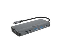 ICY BOX Station d'accueil USB-C (10-en-1) avec 1x HDMI (4K 60 Hz), 1x VGA (2K 60 Hz), 3X USB-A, 1x USB-C, Lecteur de Cartes SD/microSD, Ethernet Gigabit, Power Delivery 100 W, IB-DK4040a-CPD