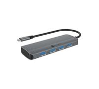 ICY BOX Station d'accueil USB-C (6 en 1) avec HDMI (4K 60 Hz), Hub 4X USB 3.2 (Gen 1), Power Delivery 100W, Aluminium, Plug & Play, Windows et macOS, IB-DK4022a-CPD