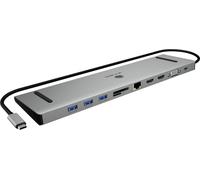 ICY BOX Station daccueil USB-C® IB-DK2106a-CPD, USB Type-C® 11 in 1 Notebook DockingStation mit 3 Videoausgabe