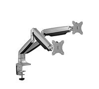 ICY BOX Support de Bureau pour Deux écrans jusqu'à 32" (81cm) Vesa, Guide-câble, Rotatif/inclinable, Ergonomique, argenté 60181