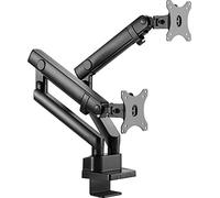 ICY BOX Support de moniteur pour 2 moniteurs jusqu'à 32 pouces (jusqu'à 8kg, VESA 75x75/100x100), Fixation sur le plateau/le bord de la table, Acier, Noir, IB-MS314-T
