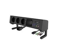 ICY BOX Tischsteckdosenleiste 3xStecker 1xAudio (Eingang 1x Audio (Ausgang) 3xUSB3.0 CardReader (microSDXC, SDXC) Black