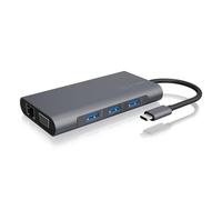 ICY BOX USB-C Dock avec hub HDMI, USB 3.0, Power Delivery, LAN, Lecteur de Cartes, Audio, VGA pour MacBook et Ordinateur