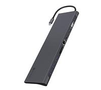 ICY BOX USB-C Docking Station (11-en-1) pour 2 écrans (1x HDMI, 1x MiniDP, 1x VGA), 4K 30Hz, hub USB 3.0 Triple, Alimentation 60W, Ethernet Gigabit, Lecteur de Cartes, modèle IB-DK2102-C