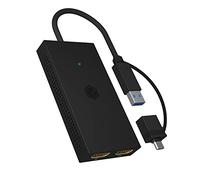 ICY BOX USB to Dual HDMI Splitter (2K 60Hz / 4K 30Hz), USB-A & USB-C vers 2X HDMI, Supporte Windows, MacOS & ChromeOS, IB-SPL1029AC