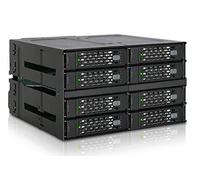Icy Dock Backplane Cage, boîtier de Rack entièrement métallique pour 8 x SSD Or HDD 2,5” SATA/SAS dans 2 Baies de 5.25” avec connecteur miniSAS HD - ToughArmor MB508SP-B