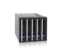 Icy Dock Backplane Cage, Rack Mobile, boitier de Cage avec tiroir Hot Swap pour 5X HDD/SSD 2,5" ou 3,5" SAS II/SATA III 6Gb/s dans 3 Baies de 5,25" Aluminium - FatCage MB155SP-B