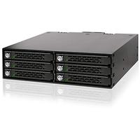 Icy Dock Backplane Cage Robuste, Rack Mobile, boîtier de Rack métal Hot Swap pour 6 x SSD ou HDD 2,5” SATA/SAS avec verrous ans Un Baie de 5,25" - ToughArmor MB996SK-6SB