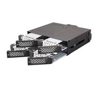 Icy Dock Backplane Cage Robuste, Rack Mobile métalliqu, boîtier de Rack Hot Swap pour 4 x SSD ou HDD SATA 2.5’’ dans 1 Baie de 5.25’’ - ToughArmor MB607SP-B