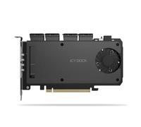 ICY DOCK Carte Adaptateur de Rack Mobile pour 4 x SSD M.2 NVMe PCIe 5.0 vers PCIe x16 pour Port d'extension PCIe (Bifurcation PCIe requise) - ExpressSlot MB204MP-B