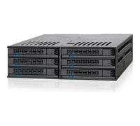 Icy Dock Backplane Cage, Rack Mobile, boitier de Rack Hot Swap pour 6 x HDD/SSD 2.5" SATA/SAS dans 1 Baie de 5.25"(Installation du Disque sans Outils) - ExpressCage MB326SP-B