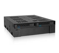 ICY DOCK Rack Mobile, backplane Cage, boitier de Rack Hot Swap pour 2 HDD ou SSD SAS/SATA 2.5" + Emplacement 3.5" pour Baie de 5.25", Installation ssd sans Outils - ExpressCage MB322SP-B