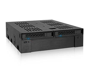 ICY DOCK Rack Mobile, backplane Cage, boitier de Rack Hot Swap pour 2 HDD ou SSD SAS/SATA 2.5" + Emplacement 3.5" pour Baie de 5.25", Installation ssd sans Outils - ExpressCage MB322SP-B
