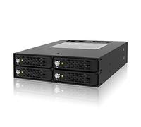 Icy Dock Rack Mobile Robuste, backplane Cage, boîtier de Rack avec Verrouillage par clé Hot Swap 4 x SSD/HDD 2.5" SATA/SAS dans 1 Baie de 5.25" entièrement métallique - ToughArmor MB994SK-1B