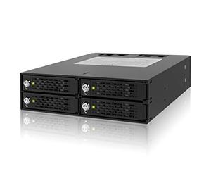 Icy Dock Rack Mobile Robuste, backplane Cage, boîtier de Rack avec Verrouillage par clé Hot Swap 4 x SSD/HDD 2.5" SATA/SAS dans 1 Baie de 5.25" entièrement métallique - ToughArmor MB994SK-1B