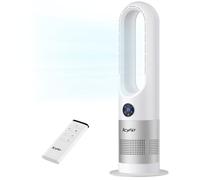 IcyAir Ventilateur Sans Pale, Ventilateur Colonne Silencieux avec Télécommande, 8 Vitesses, Oscillation à 90°, Minuterie 9 Heures, Affichage LED, Ventilateur Tour pour Chambre, Bureau