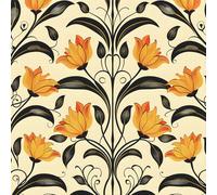 ICYEHAO Papier Peint Adhesif Floral Jaune,44 x 600cm Papier Peint Moderne Beige Fleuri Feuille Botanique Baroque Papier Autocollant pour Meuble,Chambre,Salon,Salle de Bain,Toilette