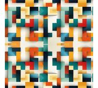 ICYEHAO Papier Peint Adhesif Geometrique Coloré,44 x 600cm Papier Adhésif Geometrique Bleu Jaune Beige Orange Papier Peint Mosaïque Carreaux Papier Autocollant pour Meuble,Chambre,Salon,Salle de Bain