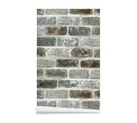 ICYEHAO Papier Peint Brique Grise et Marron, 44 x 500 cm Papier Peint Autocollant Effet Brique Grise, Papiers Peints en Pierre, Papier Autocollant Pour Meubles, Salon, Salle De Bain, Cuisine, Tiroir