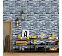 ICYEHAO Papier Peint Effet Pierre Gris,44.5 x 500cm Papier Peint Adhesif Effet Brique Gris Papier Peint Adhesif Mural Papier Peint Adhesif pour Meuble,Chambre,Cuisine,Salon,Toilette,Arche
