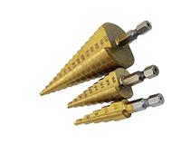 ICYJRFHLTF 3PC HSS Step Cone Taper Drill Bit Set Hole Metric 4-12/20/32mm Hex Shank Titanium Metal Stepped Drill Bit (Color : 3PCS(4-12 3-12 4-20)) ICYJRFHLTF