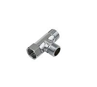 ICYJRFHLTF Leak-Proof Pipe Hose Fittings Metal Female 1/2 to 1/2" Male T-Shape Connector Water Splitter Tee 2-Way Copper Fitting Tap 1pcs (Color : B)
