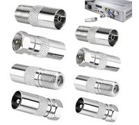 Icyowls 8 pièces Connecteurs de câble coaxial, adaptateurs SAT/TV pour câbles d’antenne et satellite, adaptateur 75 Ohm F-mâle/F-femelle, transmission à faible perte