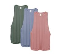 icyzone Femmes Décontracté Débardeur de Sport sans Manches en Vrac Exercice Yoga Running Tank Tops, Paquet de 3 (M, Dusty Pink/Country Blue/Smoke Pine)