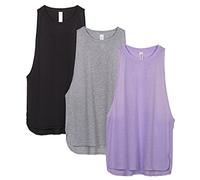 icyzone Femmes Décontracté Débardeur de Sport sans Manches en Vrac Exercice Yoga Running Tank Tops, Paquet de 3 (S, Black/Grey/Lavender)